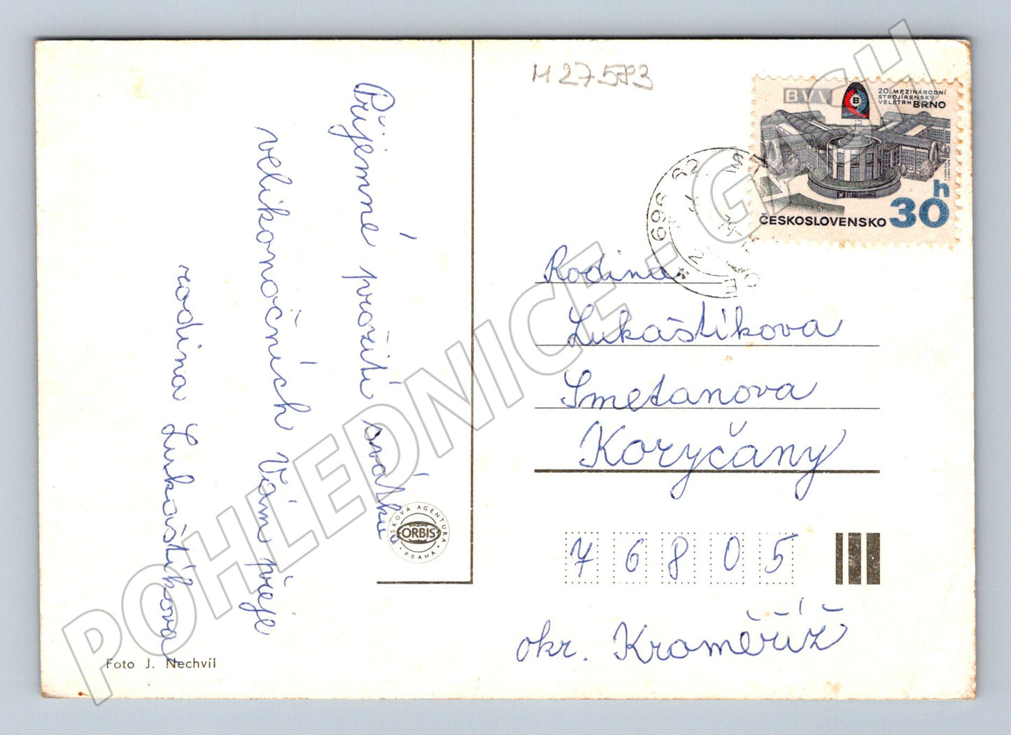 Pohlednice Velikonoční motiv vrba a vejce 1968 (M27583)