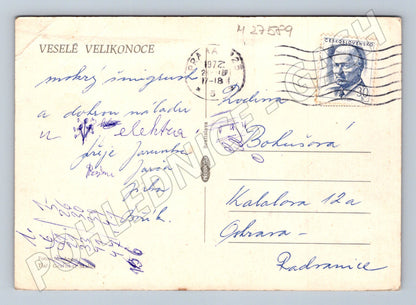 Pohlednice Velikonoční vajíčka květiny 1972 (M27589)