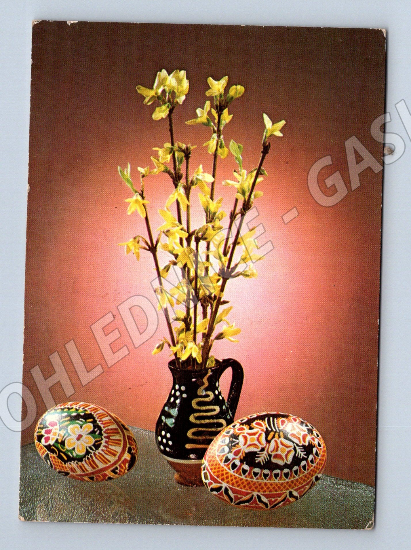 Pohlednice Velikonoční vajíčka a zlatý déšť 1979 (M27591)