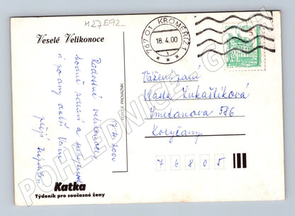 Pohlednice Velikonoce v košíku Kroměříž 2000 (M27592)