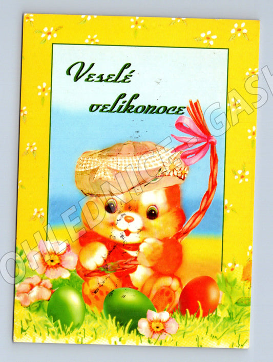 Pohlednice Velikonoční koťátko a vajíčka 1997 (M27597)