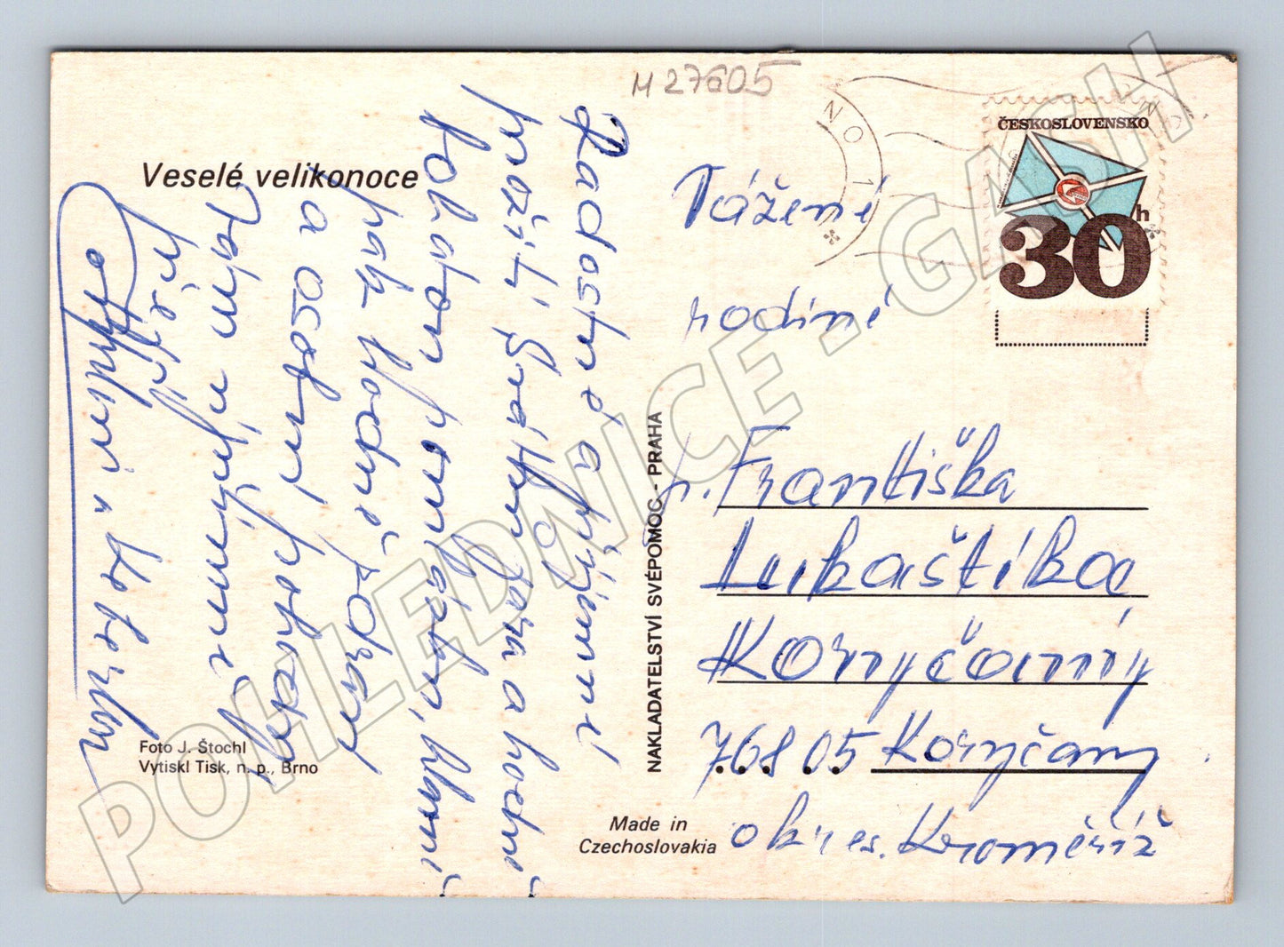Pohlednice Velikonoční motiv zdobená vajíčka (M27605)