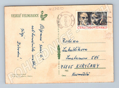 Pohlednice Velikonoce vajíčka narcisy 1970s (M27610)