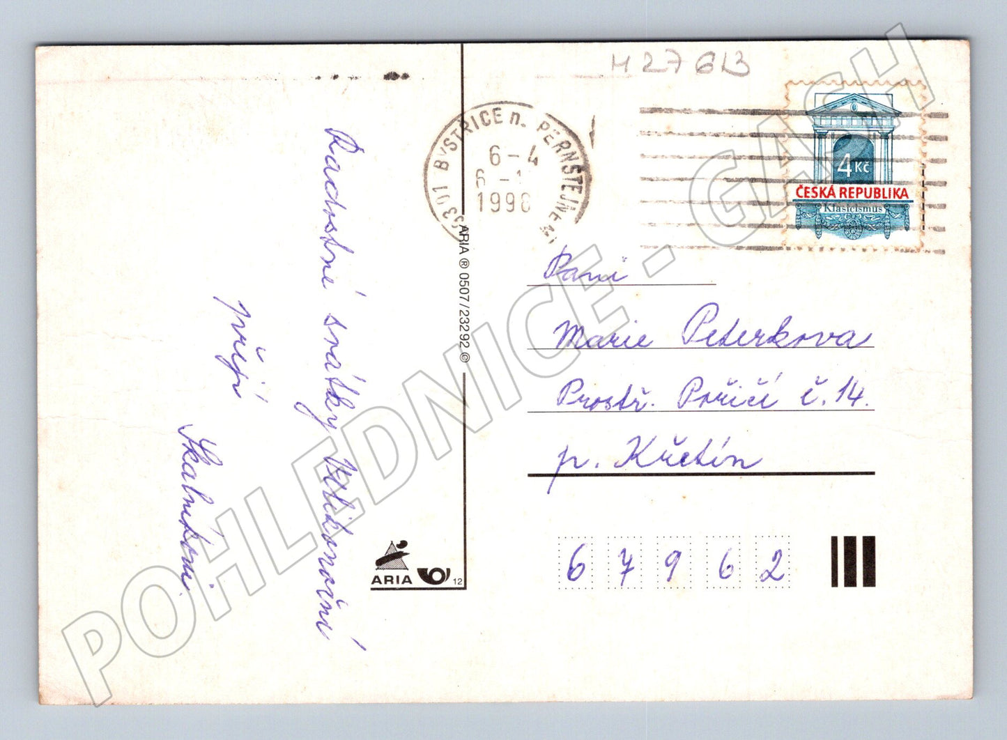 Pohlednice Pernštejn Velikonoce 1990 (M27613)