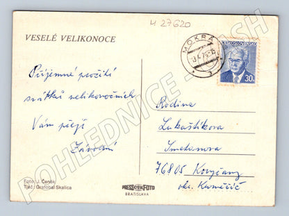 Pohlednice Velikonoce kraslice květy 1976 (M27620)