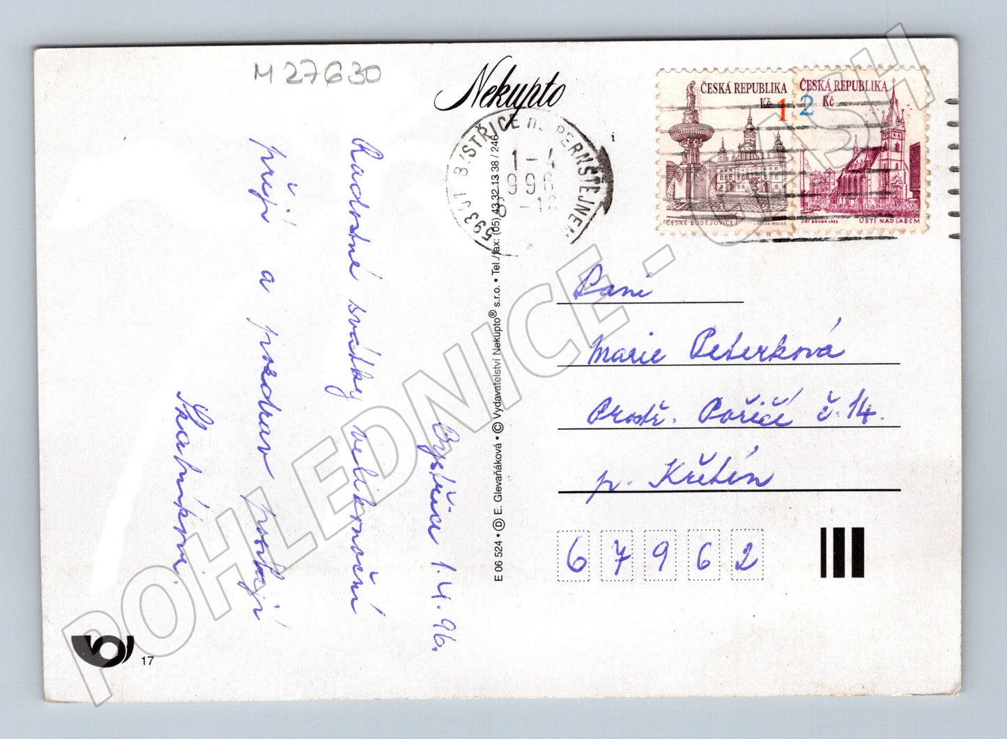 Pohlednice Velikonoce 1996 (M27630)