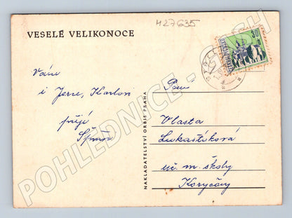 Pohlednice Velikonoce vejce a kuřátka (M27635)