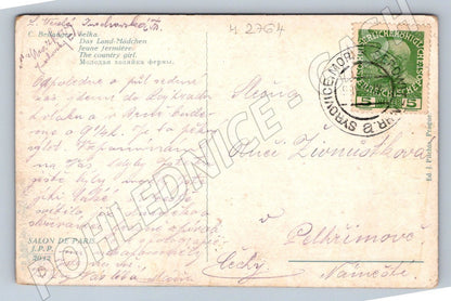 Postcard country girl with baskets 1914 (M2764)