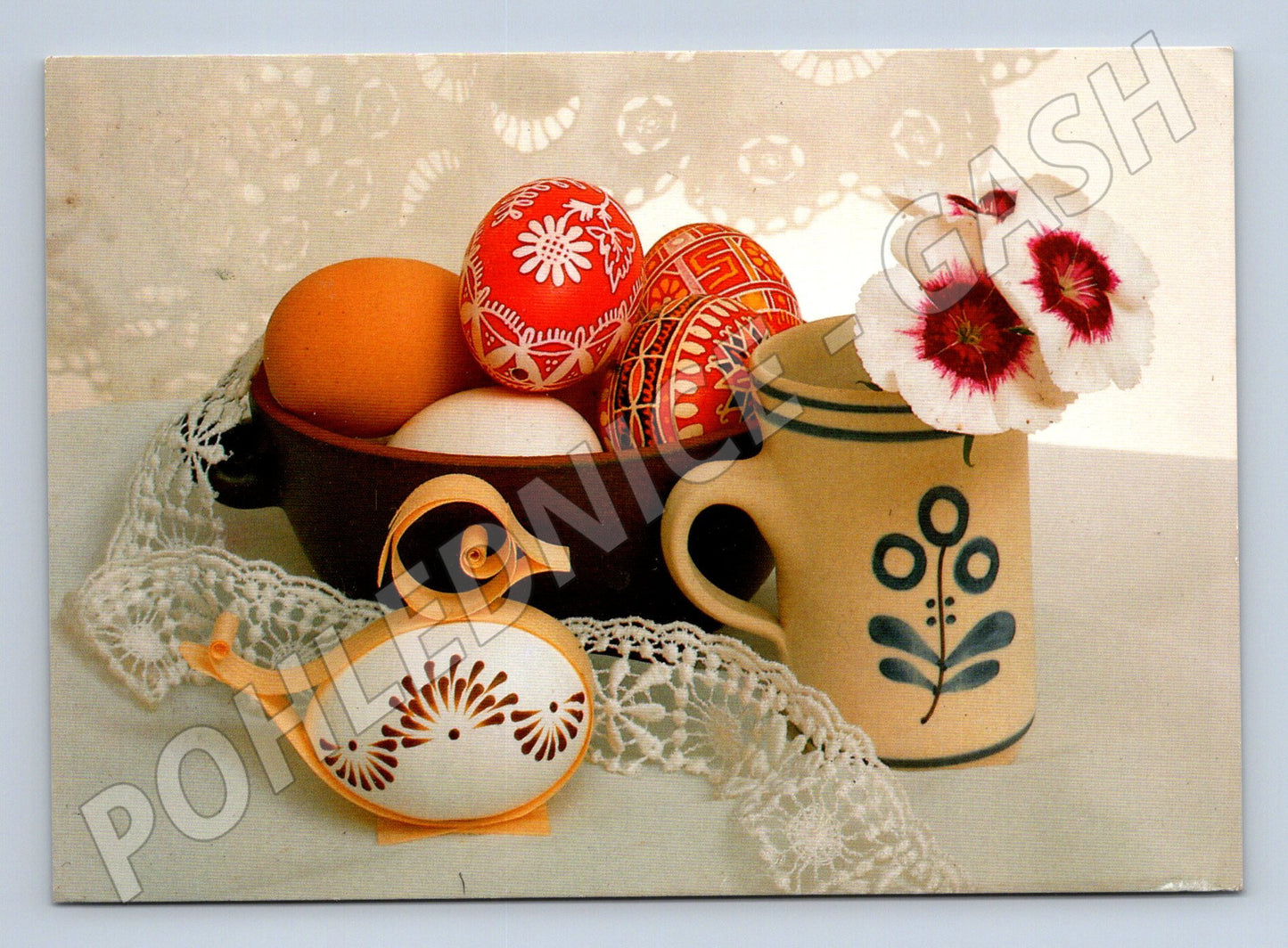 Pohlednice Velikonoční motiv kraslice květiny (M27644)