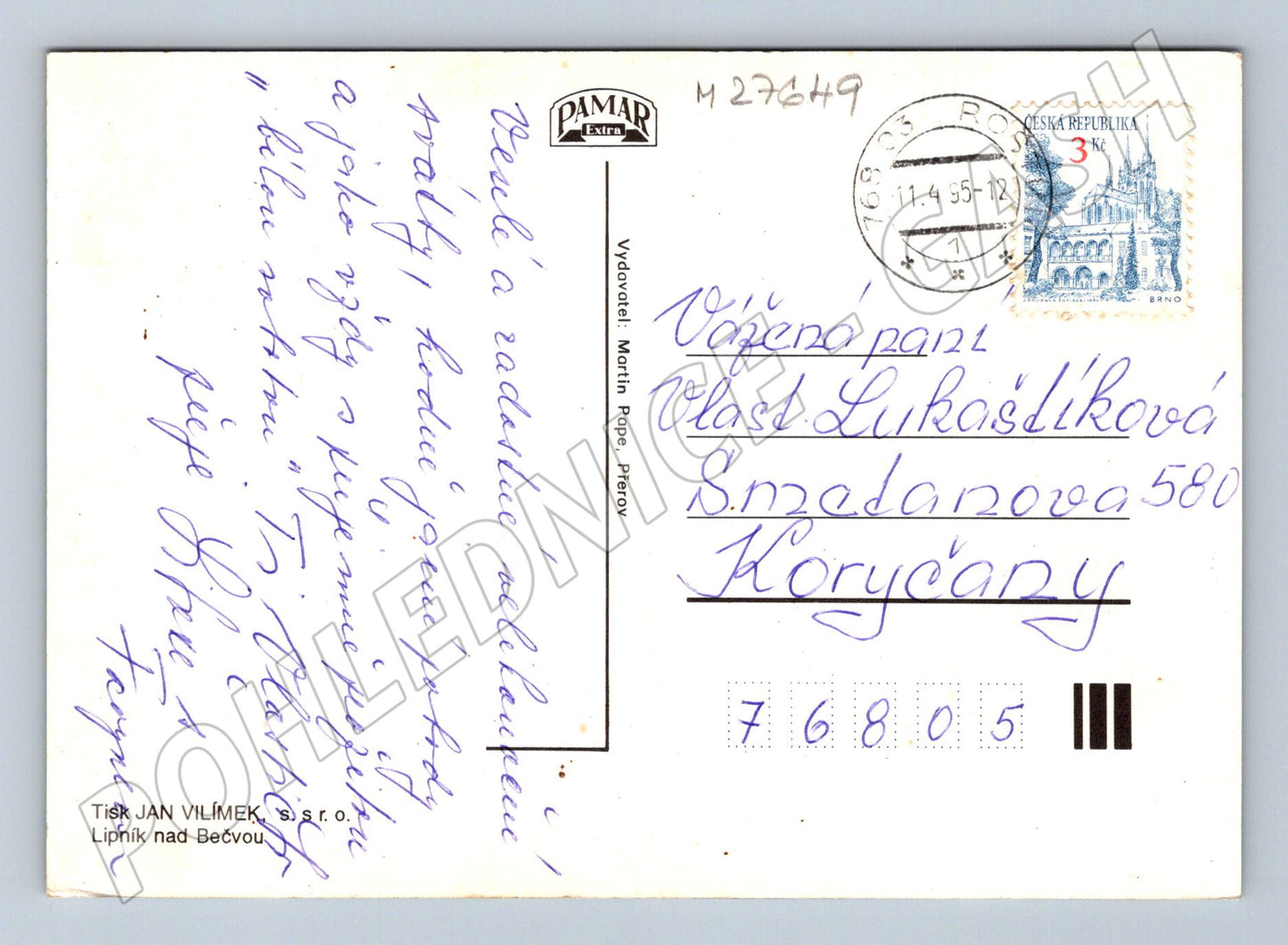 Pohlednice Veselé velikonoce kuřátko 1955 (M27649)