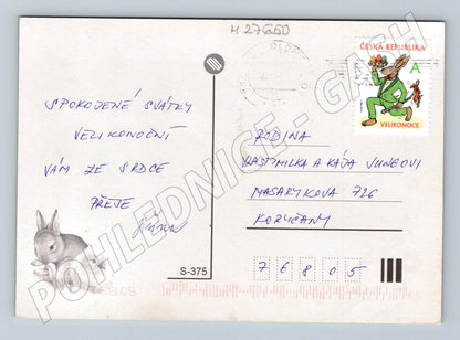 Pohlednice Velikonoční motiv králík a kuřátko (M27650)