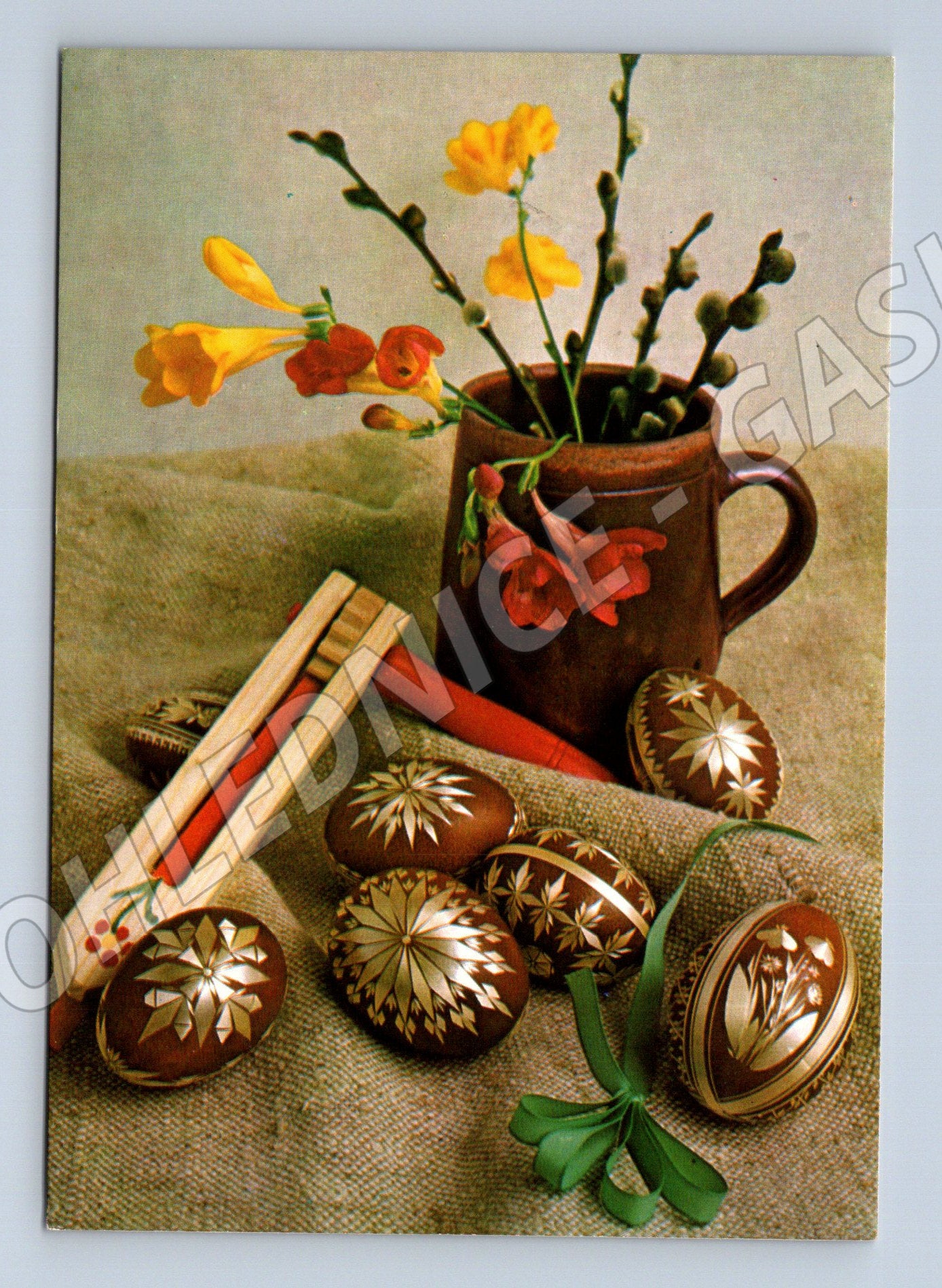 Pohlednice Velikonoční vajíčka kočičky 1980 (M27655)