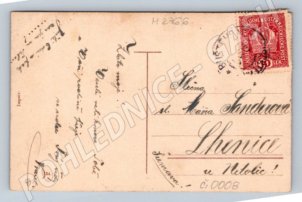 Postcard romantic couple and Easter birds (M2766)