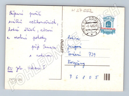 Pohlednice Velikonoční motiv kuřátka 1998 (M27662)