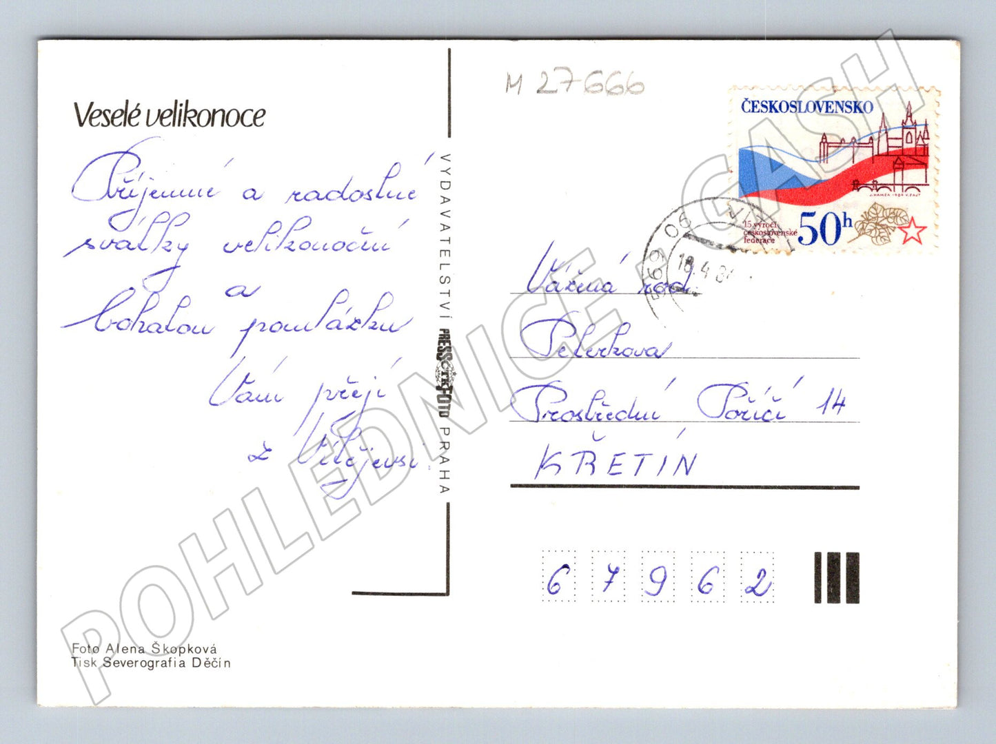Pohlednice Velikonoce vejce výšivka 1980 (M27666)