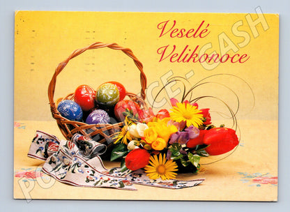 Pohlednice Veselé Velikonoce s košíkem a vejci 2001 (M27672)