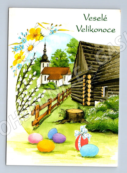 Pohlednice Velikonoční motiv krajina 1993 (M27675)