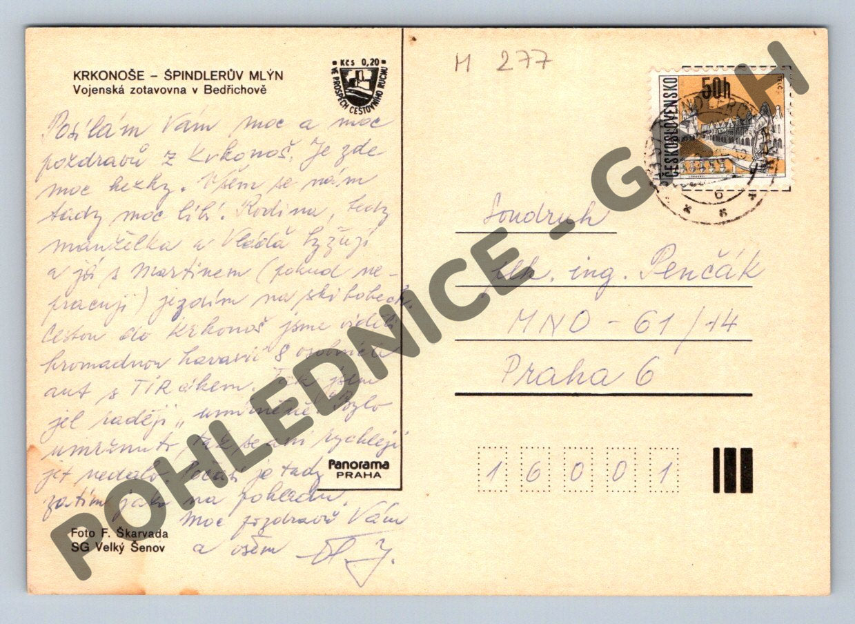 Pohlednice Špindlerův Mlýn Krkonoše – zimní, vojenská zotavovna (M277)