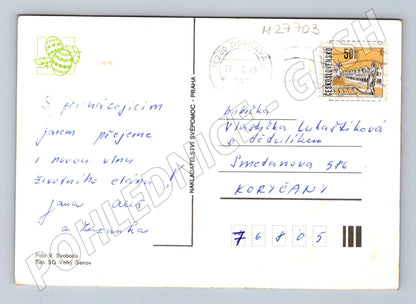 Pohlednice králík a tulipány 1989 (M27703)