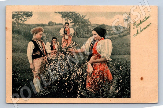 Postcard folk costumes Czechoslovakia 1947 (M2771)