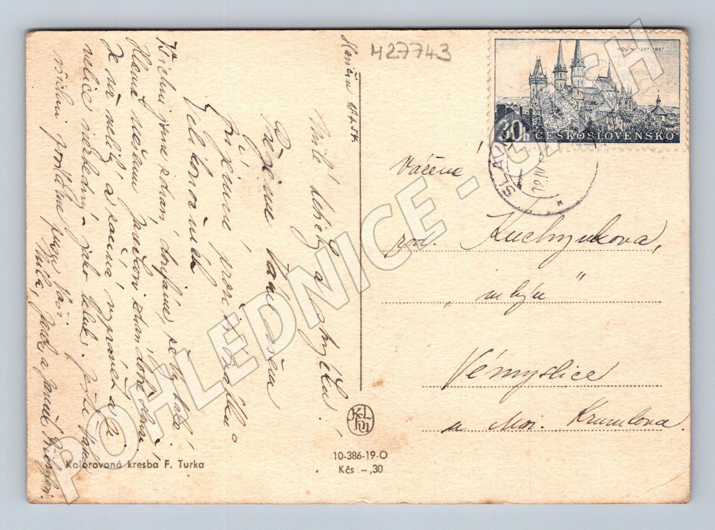 Pohlednice Velikonoce vesnický motiv 1938 (M27743)