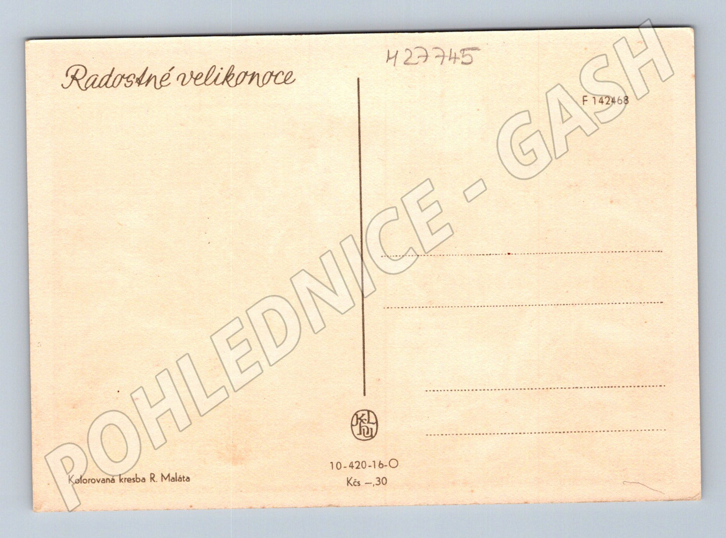 Pohlednice Velikonoce košík s kraslicemi (M27745)