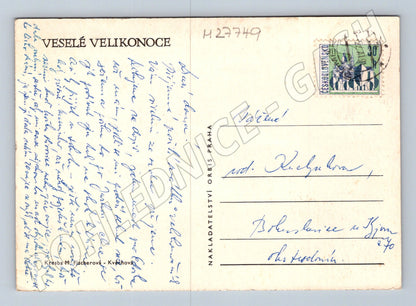 Pohlednice chlapec s flétnou v kroji Fischerová-Kvěchová (M27749)