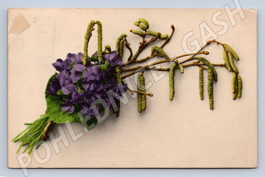 Postcard purple flowers 1910 (M2775)