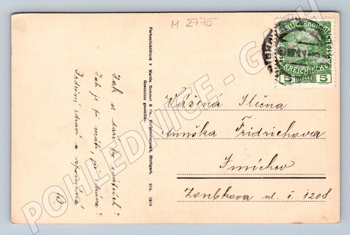 Postcard purple flowers 1910 (M2775)