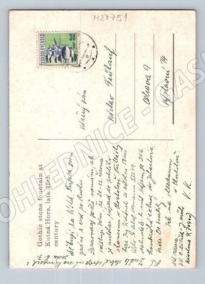 Pohlednice Kutná Hora Kamenná kašna 1942 (M27751)