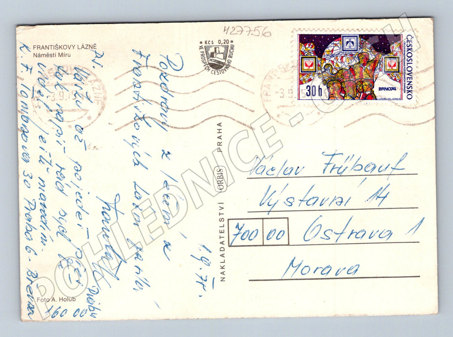 Pohlednice Františkovy Lázně Náměstí Míru 1989 (M27756)