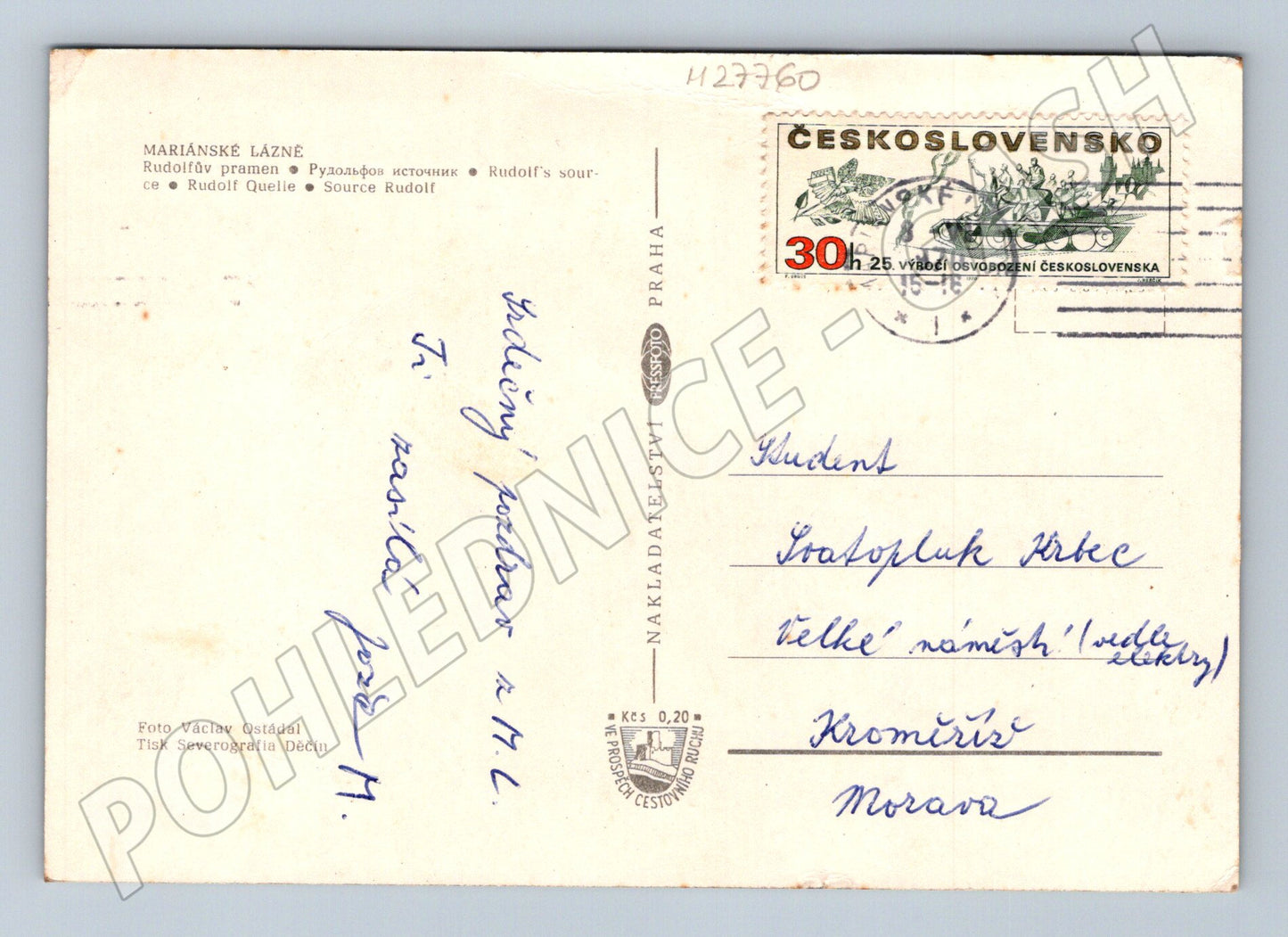 Pohlednice Mariánské Lázně Rudolfův pramen 1970 (M27760)