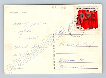 Pohlednice Klatovy náměstí s kostely 1972 (M27763)