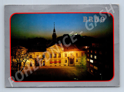 Pohlednice Brno Nová radnice Špilberk noční pohled 1970 (M27778)