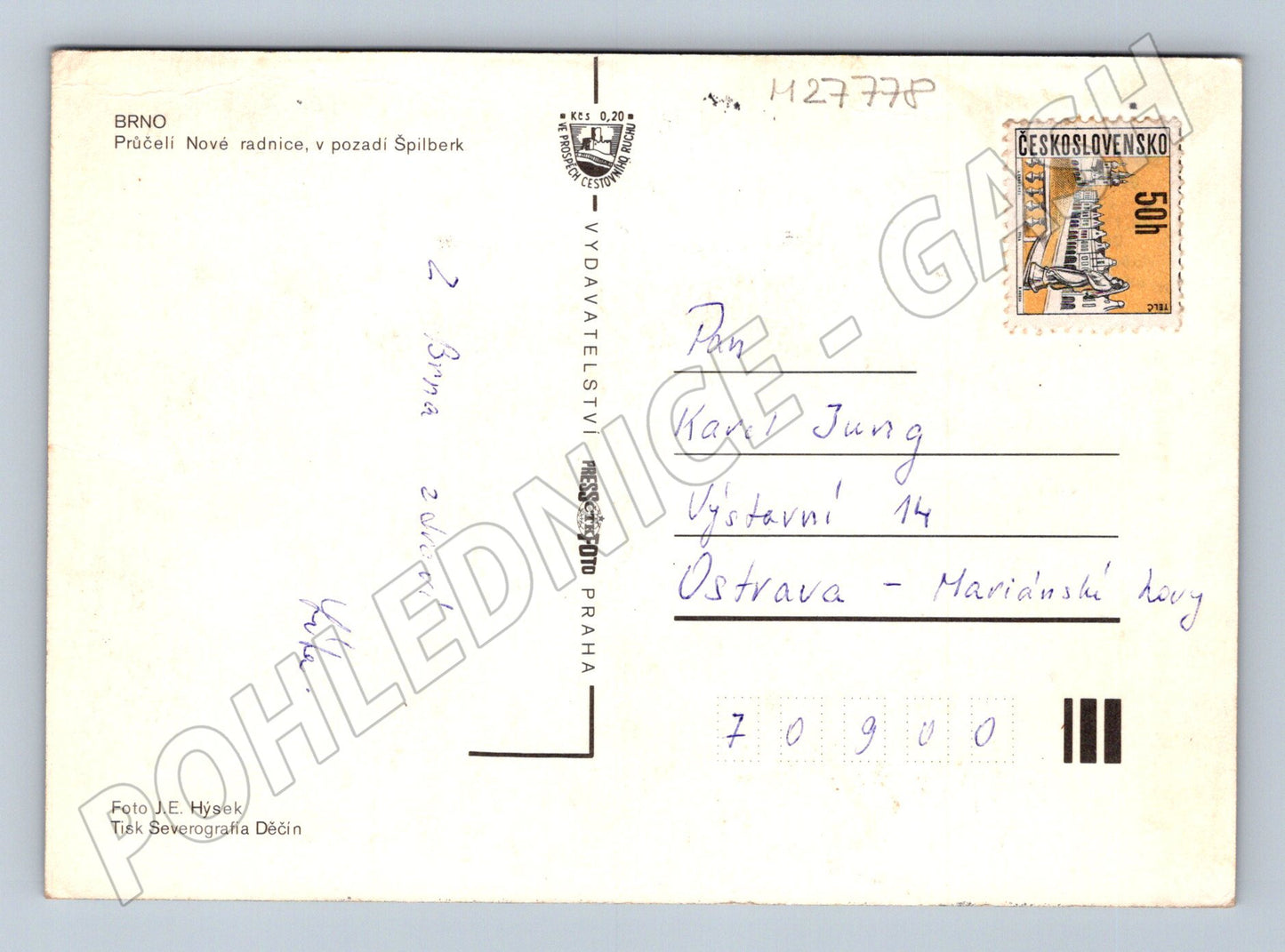 Pohlednice Brno Nová radnice Špilberk noční pohled 1970 (M27778)