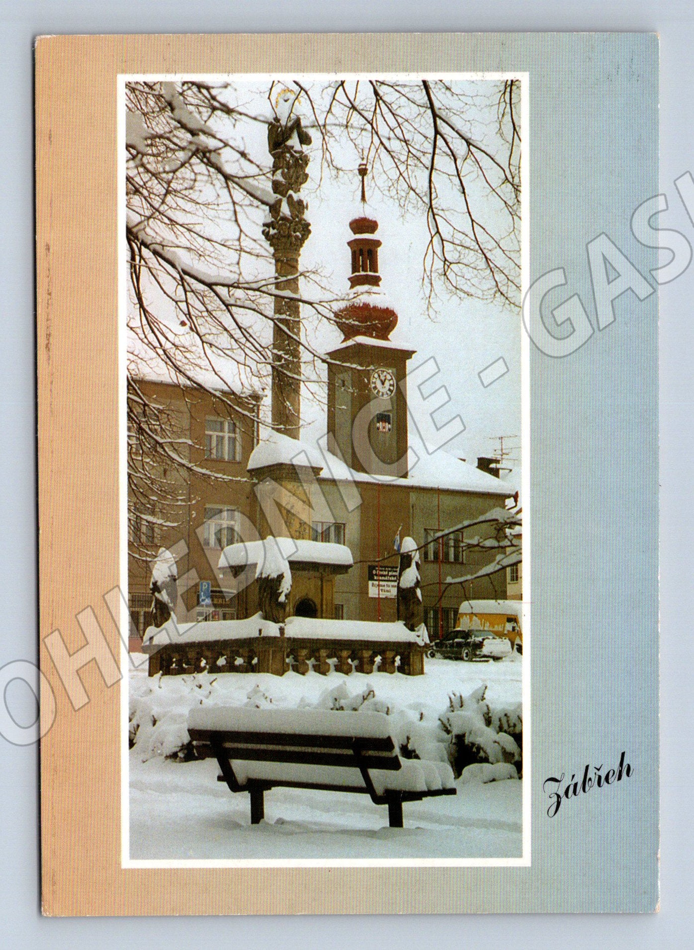 Pohlednice Zábřeh zasněžené město 2002 (M27779)