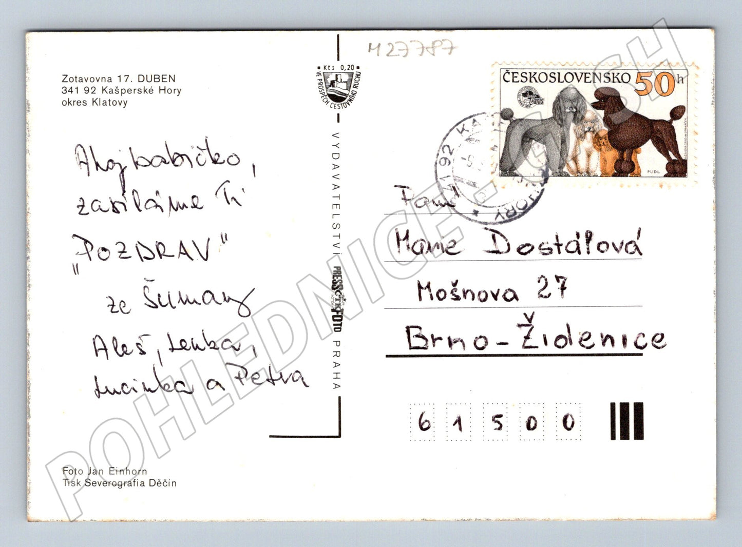 Pohlednice Kašperské Hory Zotavovna 17. DUBEN 1980 (M27787)