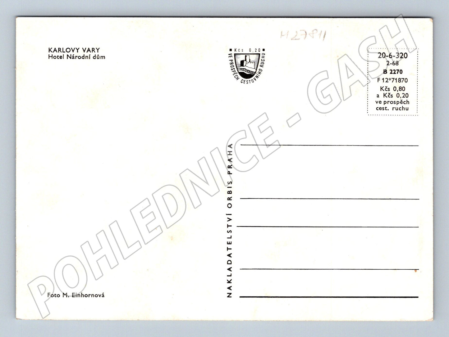 Pohlednice Karlovy Vary Hotel Národní dům 1968 (M27811)