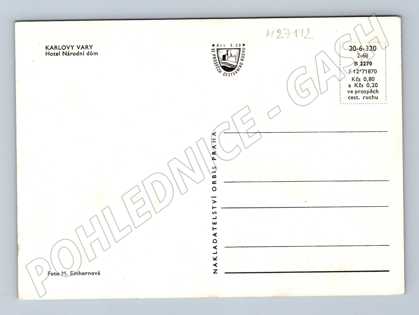Pohlednice Karlovy Vary Hotel Národní dům 1968 (M27812)