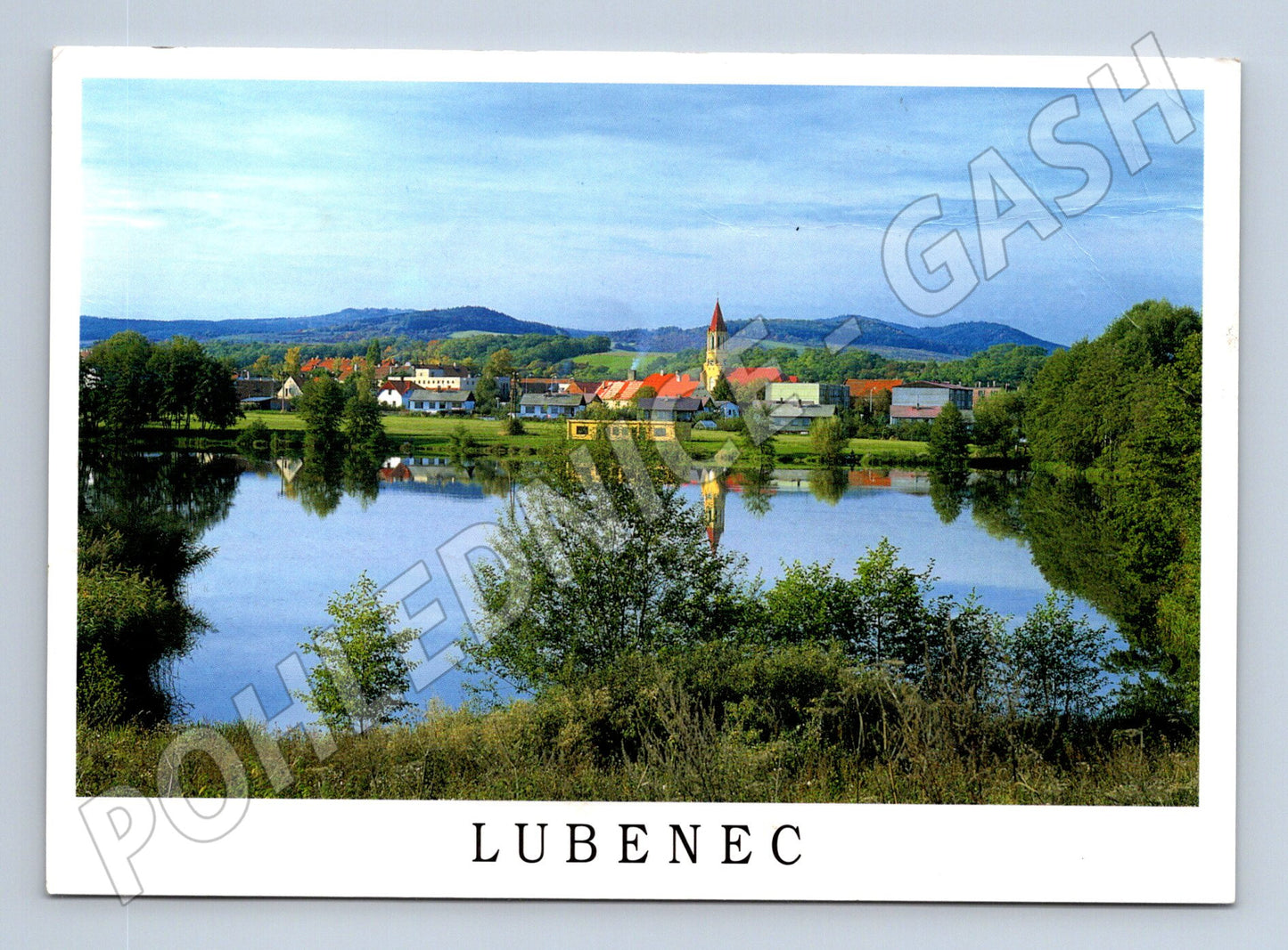 Pohlednice Lubenec obec s rybníkem 1996 (M27824)