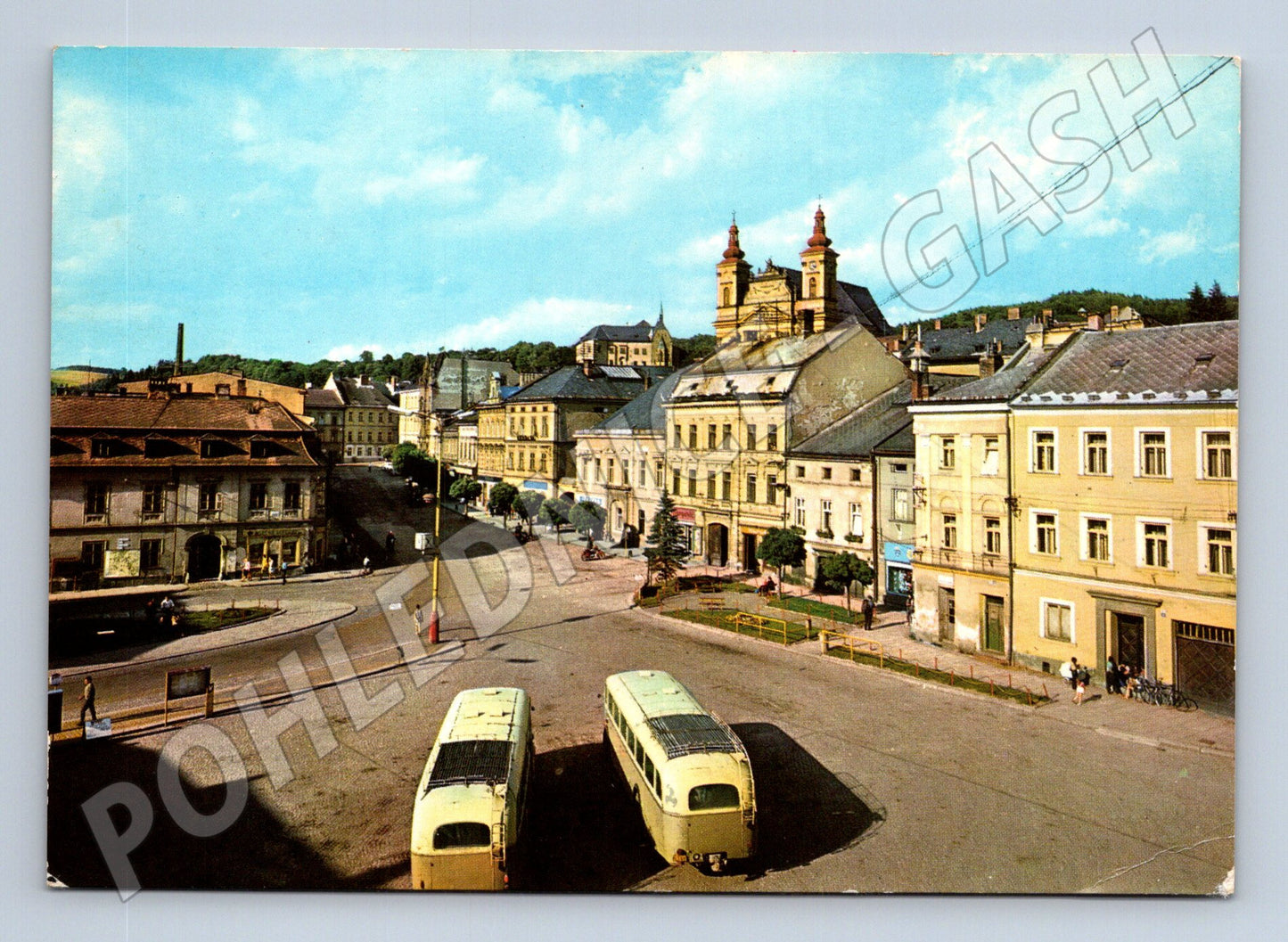 Pohlednice Šternberk Rudé náměstí autobusy (M27832)