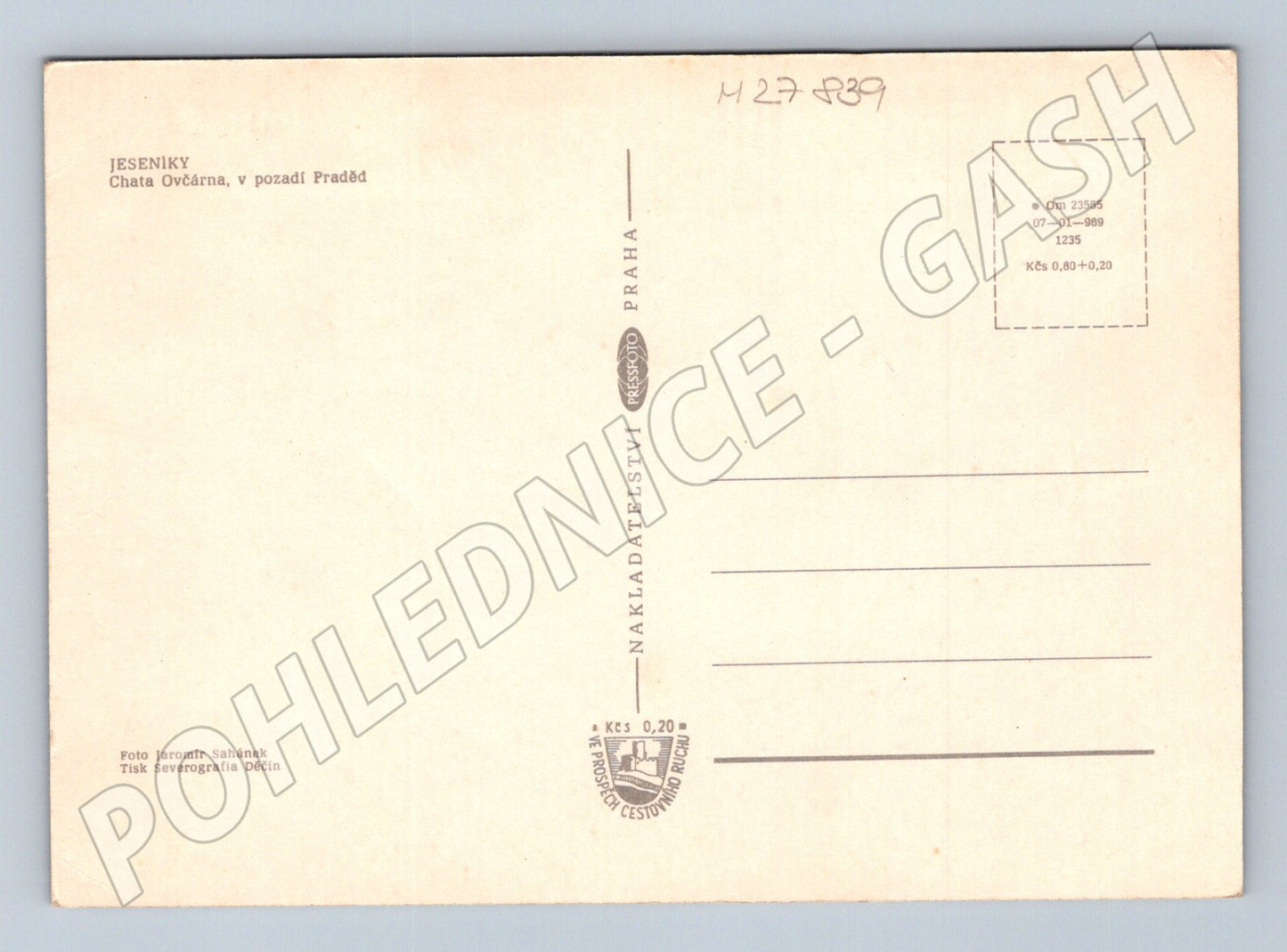 Pohlednice Jeseníky Chata Ovčárna Praděd 1989 (M27839)