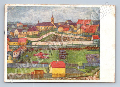 Pohlednice Nové Strašecí kostel a domy (M27846)