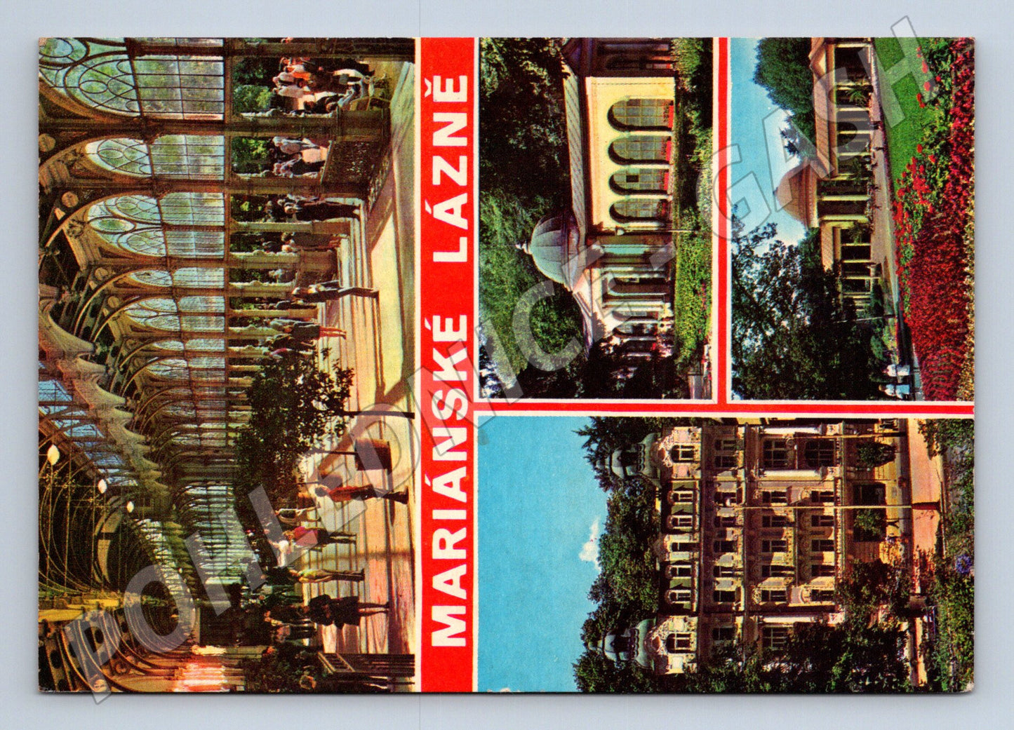 Pohlednice Mariánské Lázně kolonáda a budovy 1974 (M27855)