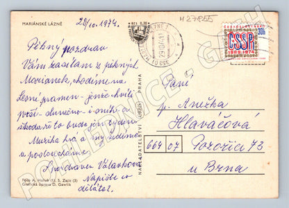 Pohlednice Mariánské Lázně kolonáda a budovy 1974 (M27855)