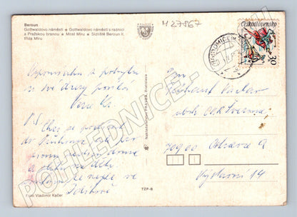 Pohlednice Beroun náměstí Pražská brána a sídliště 197x (M27867)