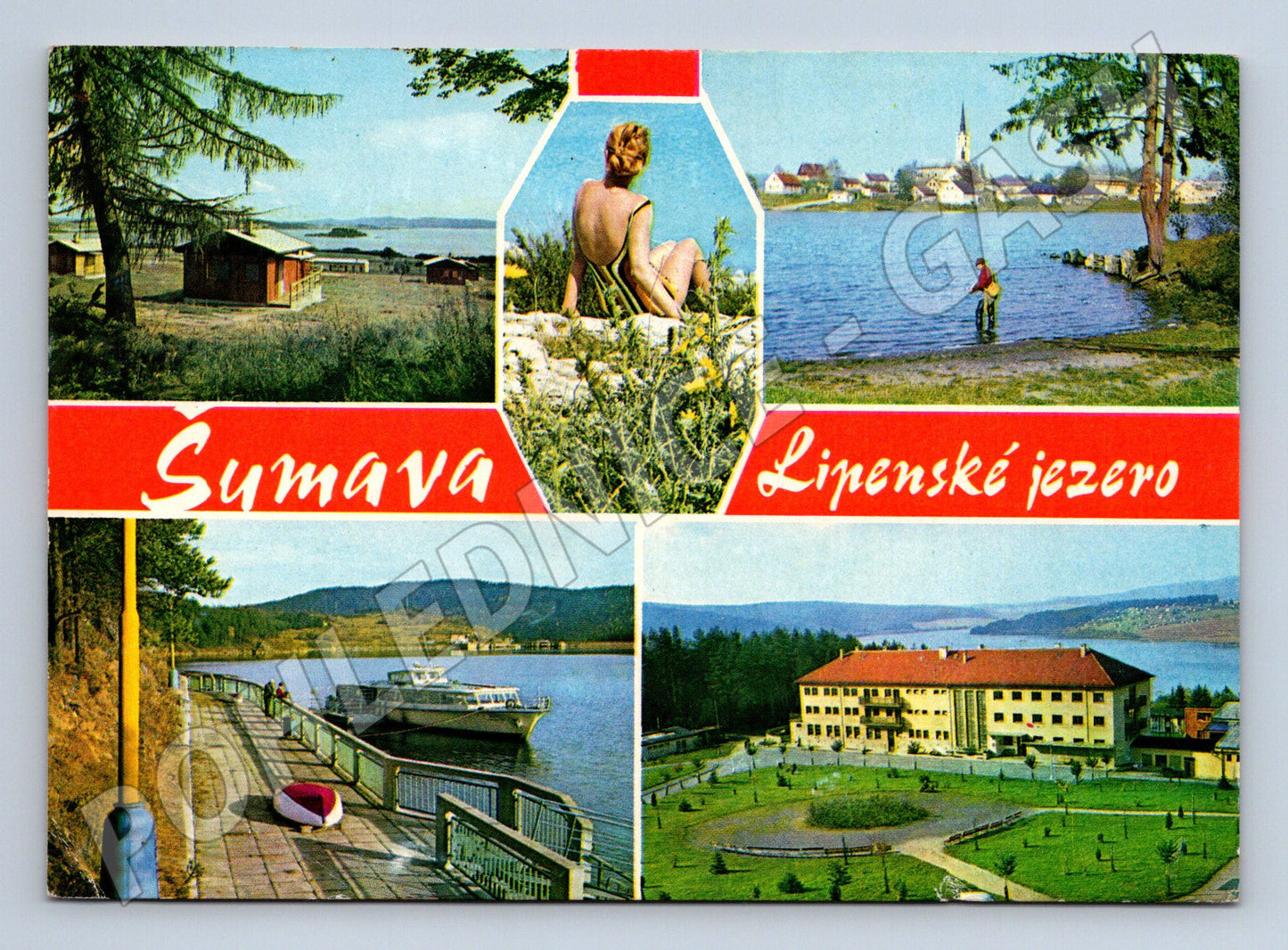 Pohlednice Lipenské jezero Šumava koláž 1962 (M27872)