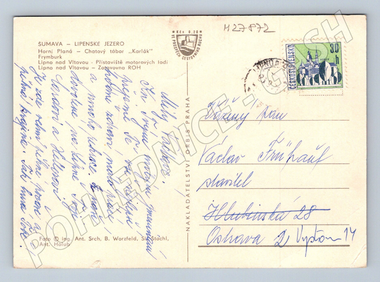 Pohlednice Lipenské jezero Šumava koláž 1962 (M27872)