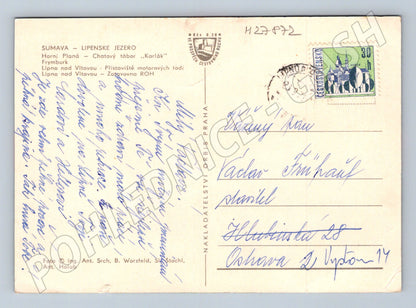 Pohlednice Lipenské jezero Šumava koláž 1962 (M27872)