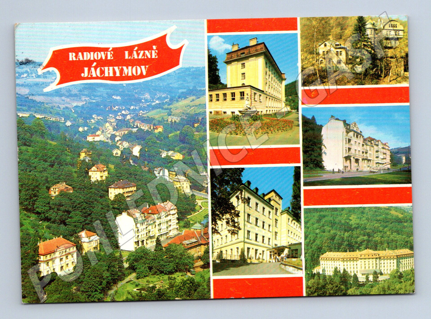 Pohlednice Jáchymov lázně panorama budovy 1975 (M27874)